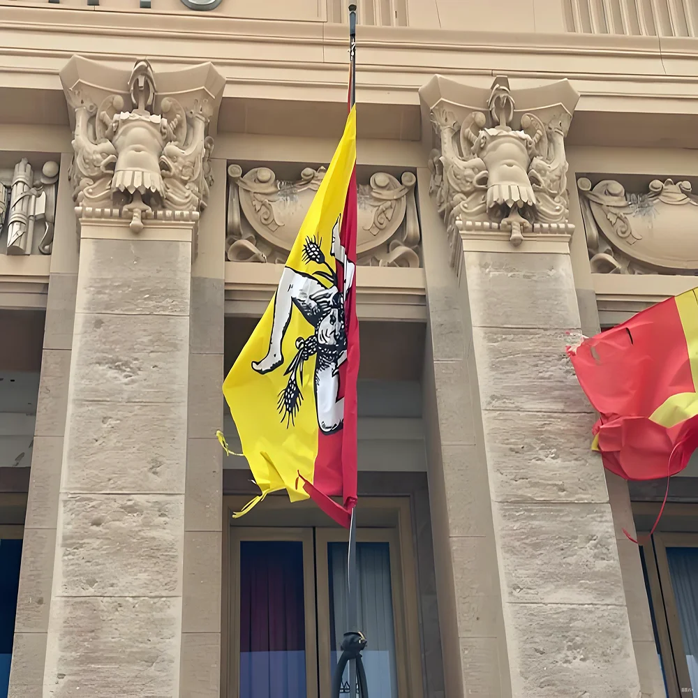 Sicily Regional Flag 90x150 Cm Polyester Hanging Banner - Indoor/Outdoor Cultural Event Decor Sicilian Pride Regional Symbol