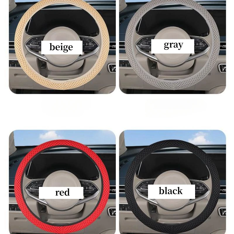 Grobmaschiger Eisseide-Lenkradbezug ohne Innenring, Elastischer Lenkradüberzug, Schützend, Verschleißfest, Atmungsaktiv – Detail 3
