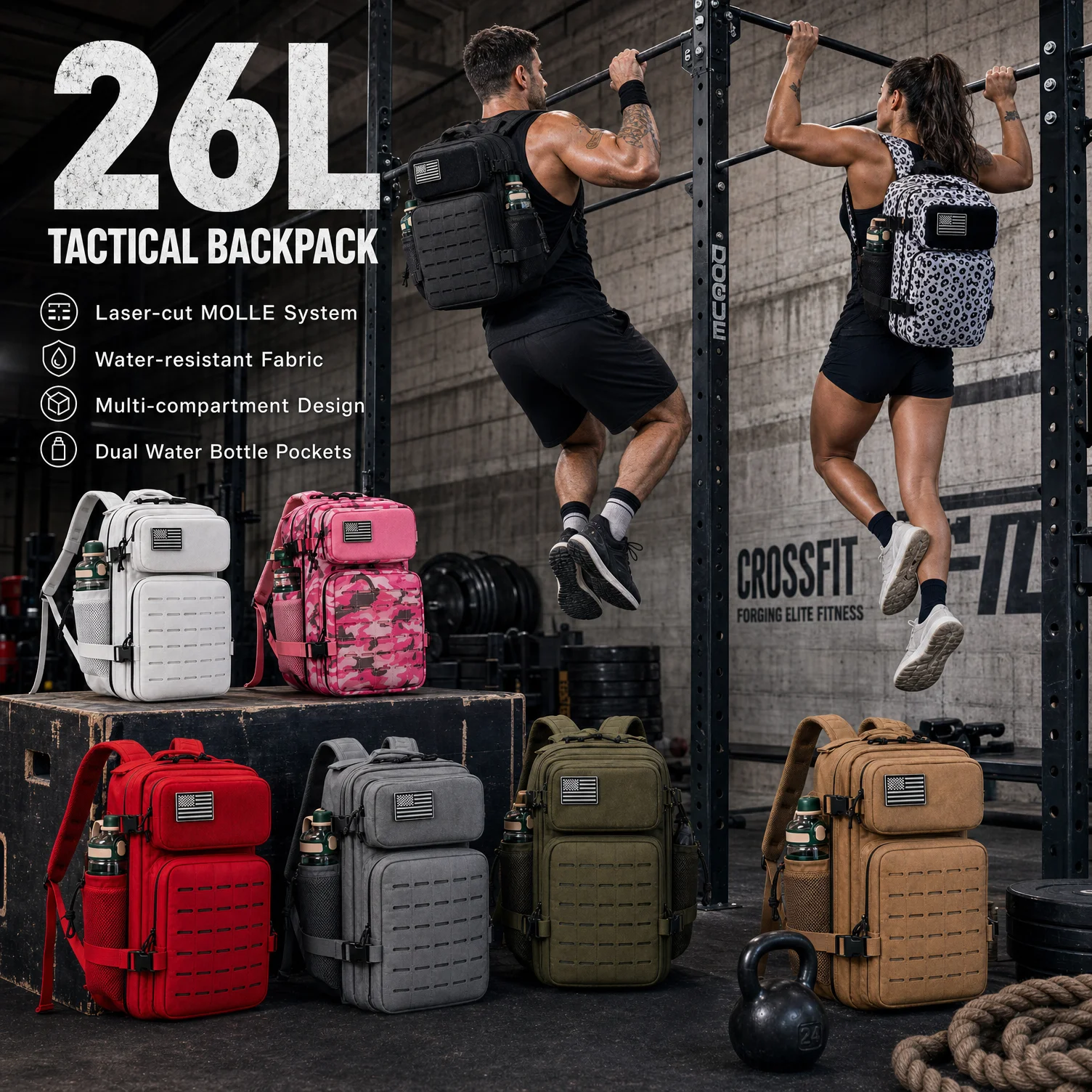 Gear For Crossfit - 26L Fitness-Rucksack für Herren mit zwei