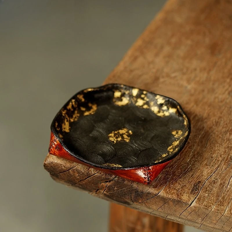 Handmade large lacquer pot, cowhide water storage tea bearing Kung Fu tea tray pot pad