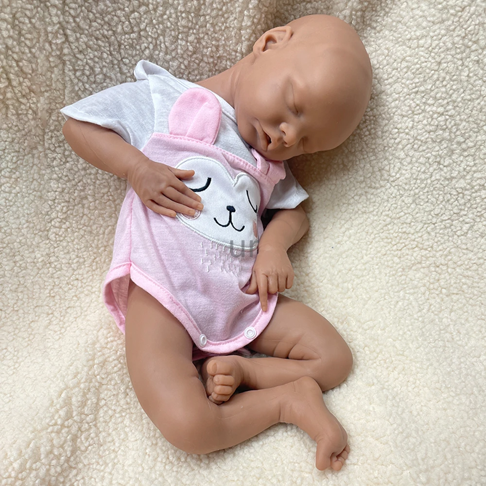 17" Soft Whole Body Silicone Reborn Doll Real Touch Washable Newborn African Baby Girl Xmas Gift Corpo De Silicone