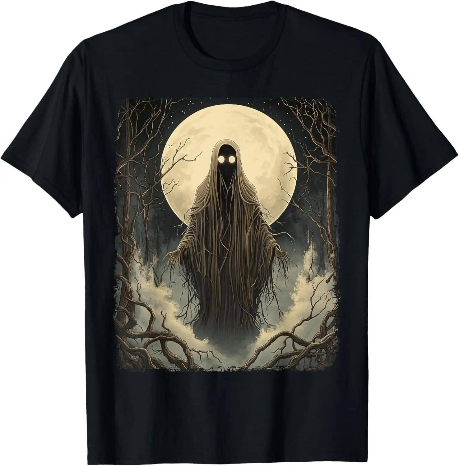 Creepy Gothic Ghost in Scary Forest Trick or Treat Halloween T-Shirt