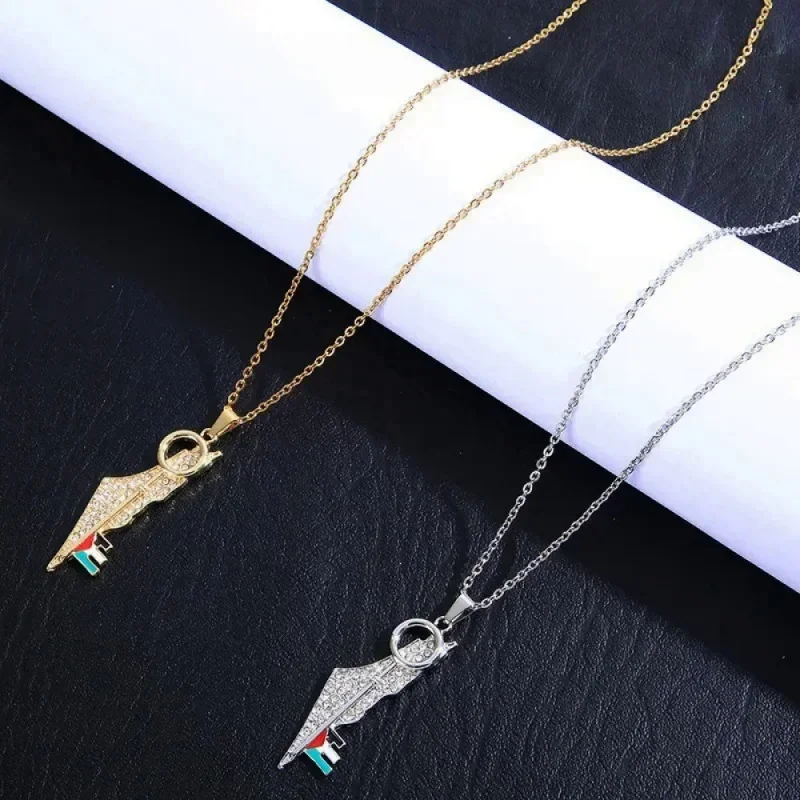 New Vacuum Electroplated Stainless Steel Aramaic Triangular Oil Dripping Necklace For Men And Women Ethnic Style Jewelry Gifts