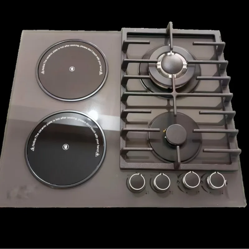 Two electric gas stoves, kitchen household tempered glass panels are easy to clean.