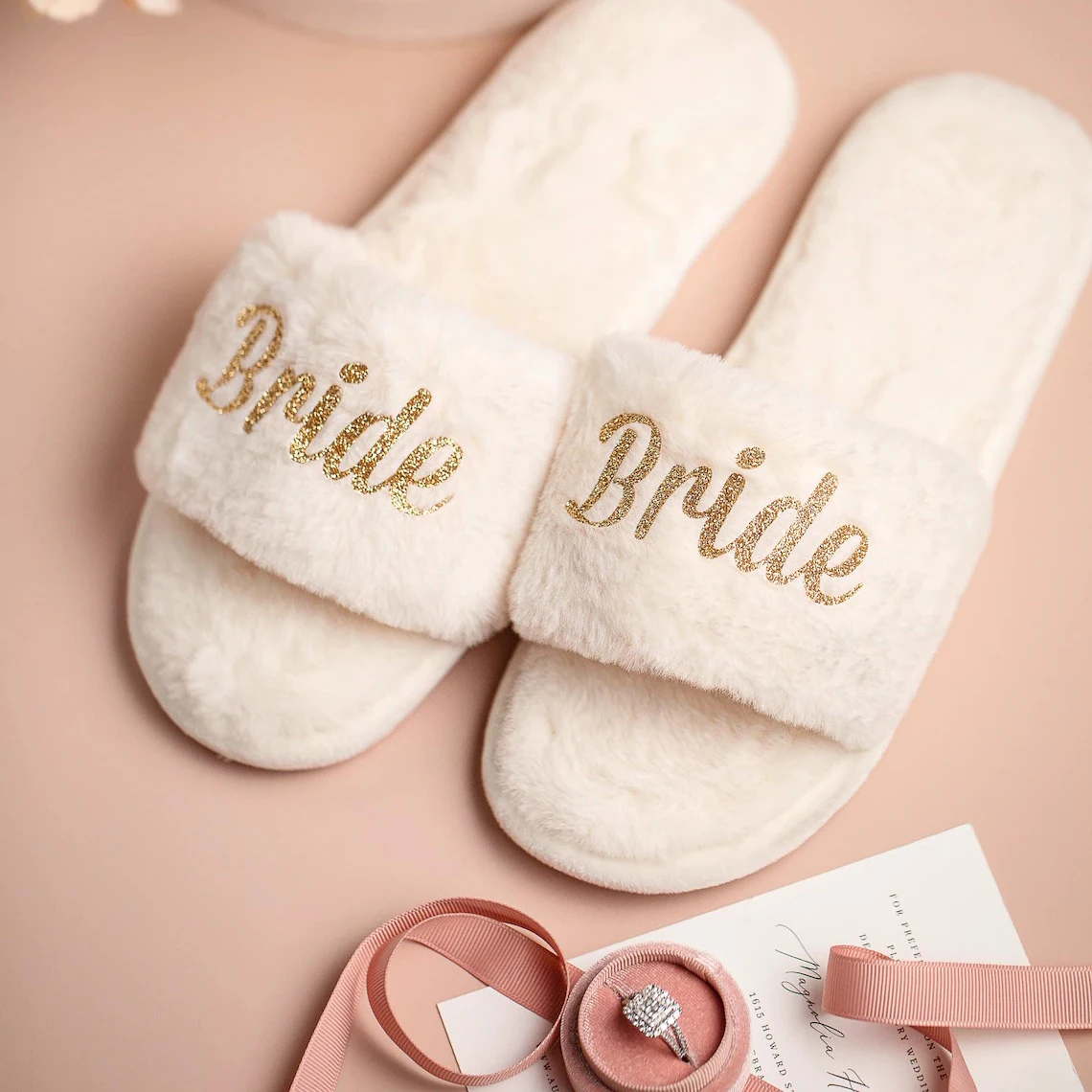 Personalized Wedding Slippers-Add Any Text Bridesmaid Gifts Bride Gifts Custom Bridal Party Bachelorette Bridal Shower Gifts Sli