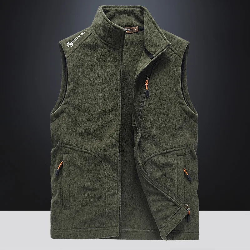 Vest Men's Spring And Autumn Spring Fleece Sleeveless Fleece Vest Outdoor Tooling Multi-Pocket Horse Clip Men