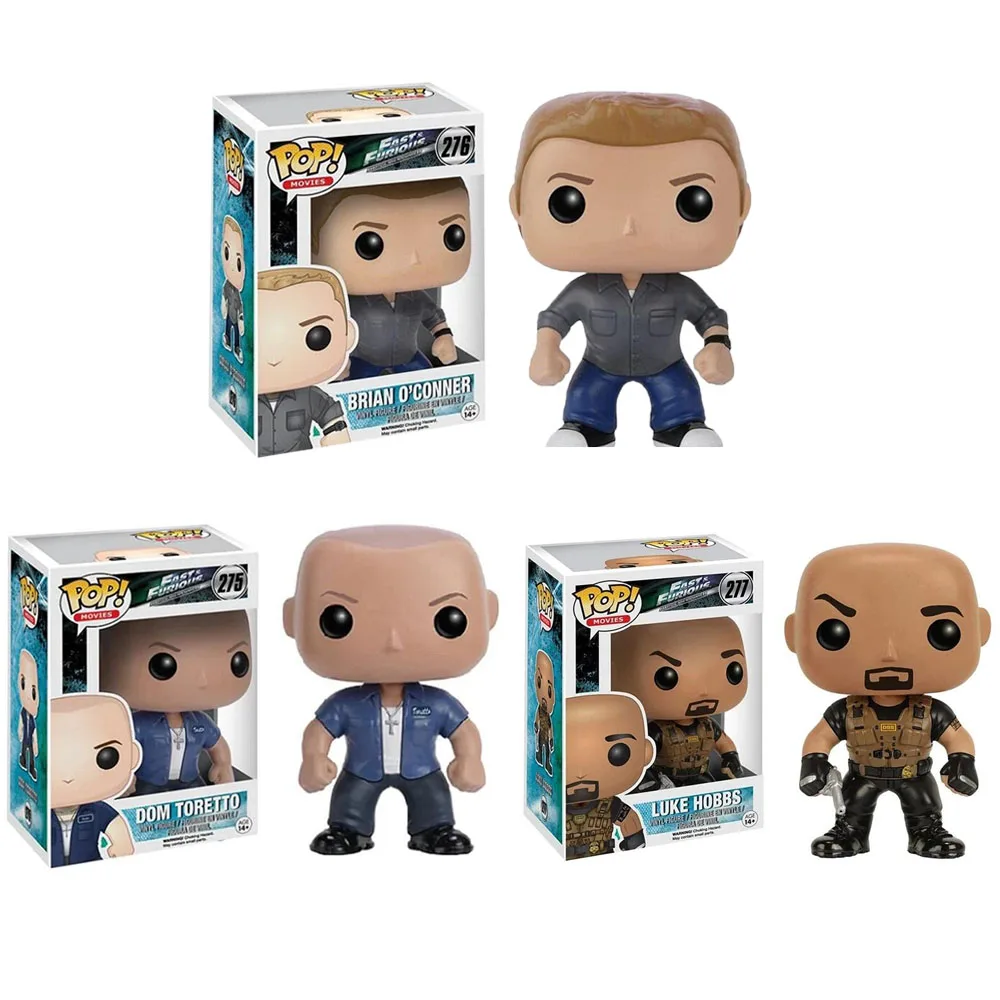 Funko Pop Movies Fast and Furious Dom Toretto #275 Brian O'conner #276 Luke Hobbs #277 Vinyl Action Figure Toys Kids Gifts