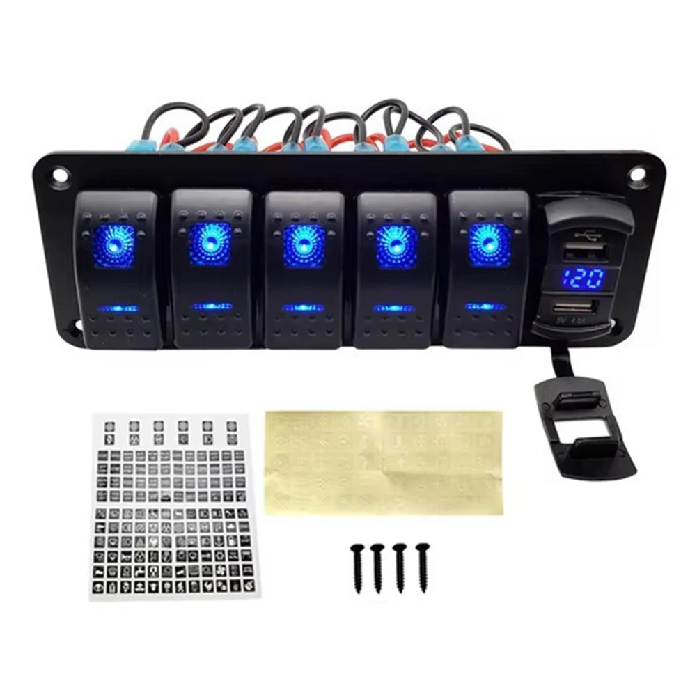 High Quality Waterproof 5 6 8 Gang Rocker Switch Panel LED Light For Car Marine Boat 12V 24V Rocker Switch Panel Accessories