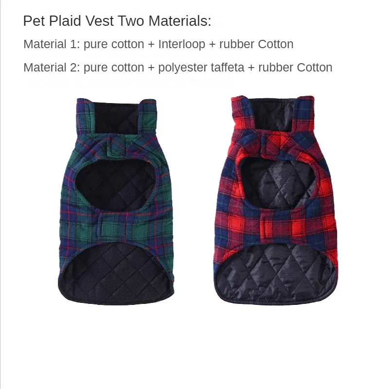 Winter New Dog Clothes Pet Cotton Plaid Vest Thickened Dog Clothes Guarantee Spot Wholesale Dog Costume Pet Clothes