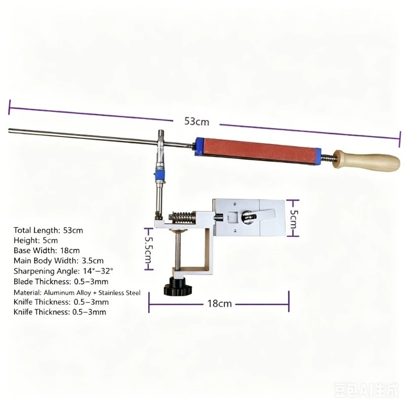 Fixed angle professional knife sharpening tool, turning horizontally, quickly clamping the knife sharpener