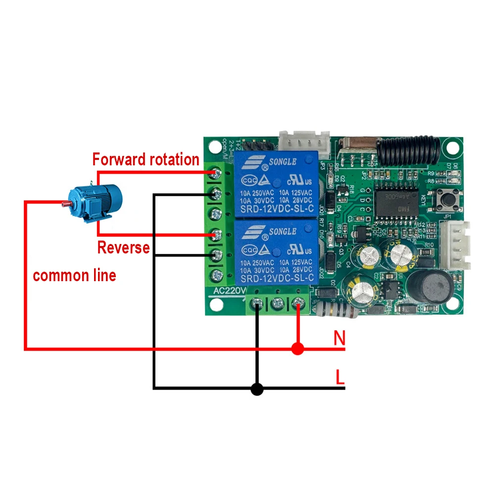 433 Mhz Wireless Remote Control AC 85-256V 220V 2CH With Limit Switch Universal Rf Relay Receiver + Transmitter For Garage door