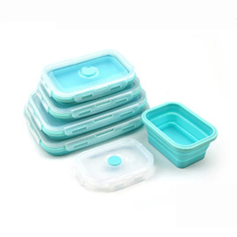 Folding Silicone Lunch Box Portable Microwave Plastic Storage Container