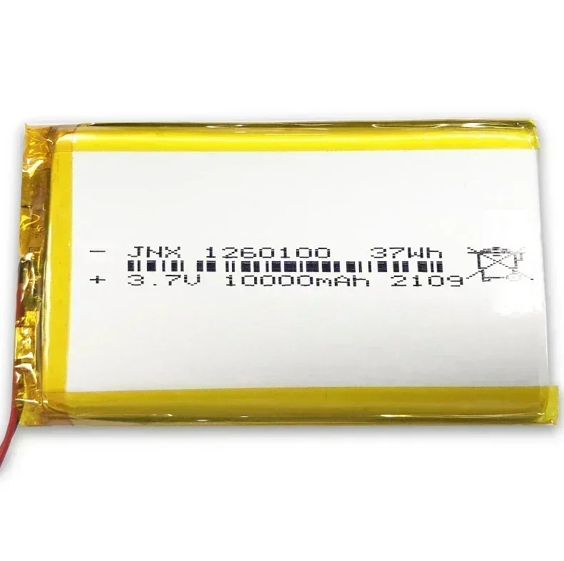 Batterie Lithium Polymère de Grande Capacité pour Alimentation Mobile, Haut-Parleur Bluetooth, Tablette PC, 1260100 V, 3.7 mAh, 10000