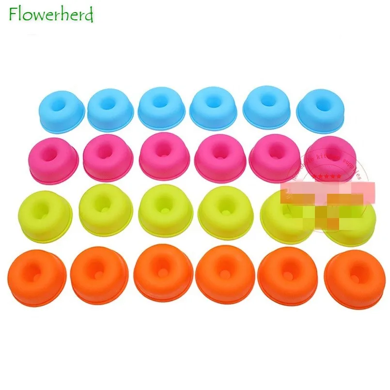 24 Piece Set Silicone Muffin Cup Round Doughnut Mini Cake Cup Liner Reusable Non-stick Paper Cup Baking Accessories