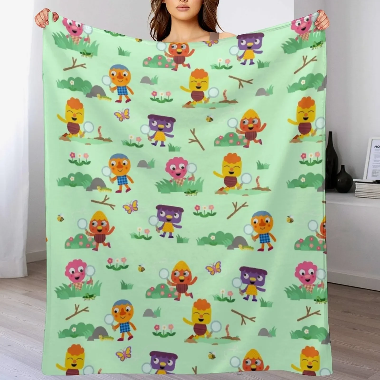

Noodle & Pals Pattern 02 Throw Blanket Hair Luxury Designer Thermal Sofa Throw Blankets