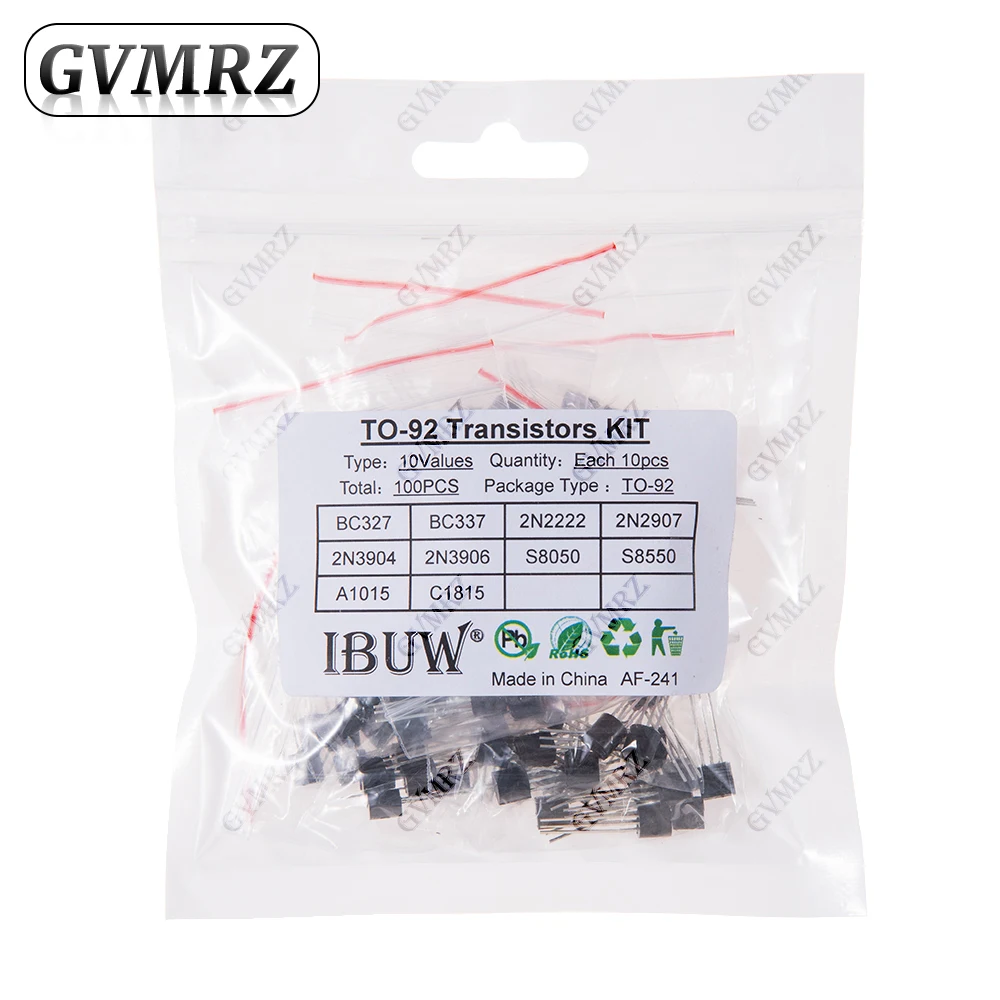 100PCS 10Values TO-92 Transistors Kit (BC337/2N2222/S8050 etc.) for Arduino DIY Electronic kit