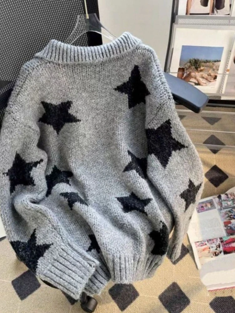 

Women Harajuku Y2k Stylish Pullover Sweater Long Sleeve Printed Casual Slim Jumpers Zipper Stand Collar Tops Autumn Winter 2025