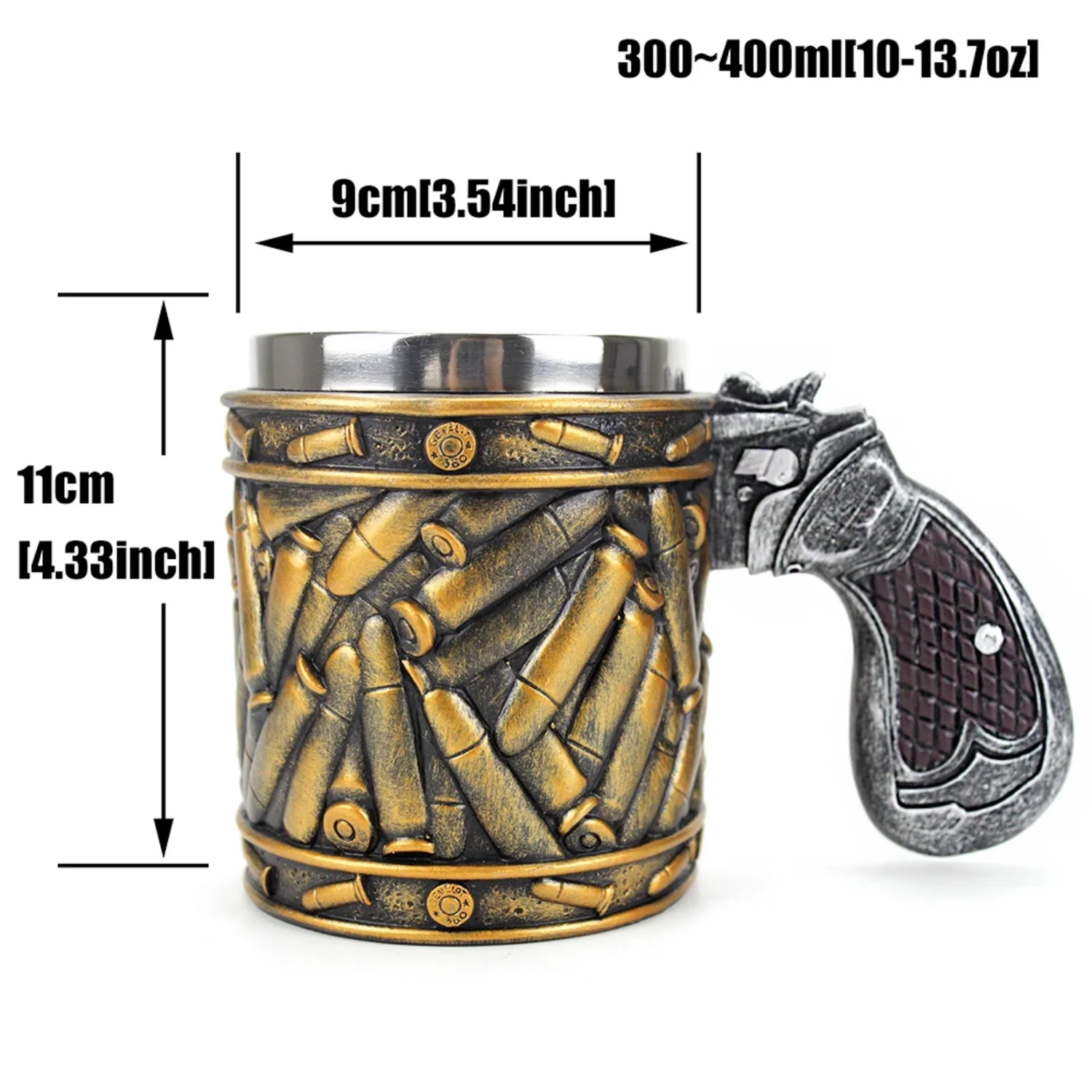 Revolver Gun Pistol Tankard Mug with 400ml Ammo Round Shells for Birthday, Christmas, Halloween Gift - Gun Mugs Cup