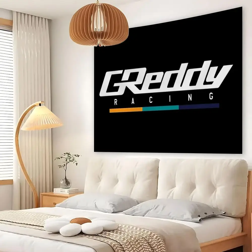 G-Greddys Racing Tapestry Custom Living Bedroom Party Dormitory Interior Wall Bohemian Decoration Attached Clip