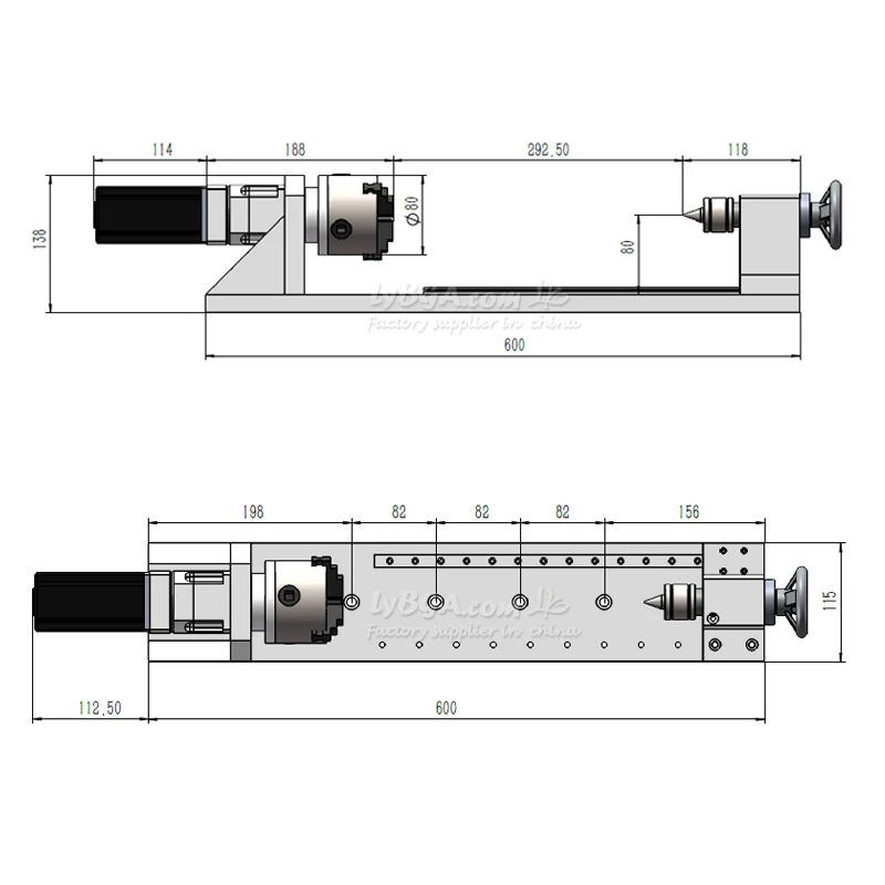 Caixa de engrenagens planetária quarta 4a eixo com trilho guia centro altura 80mm comprimento de alimentação máxima 292.5mm rodapé 600mm nema 23 ou 60 servo