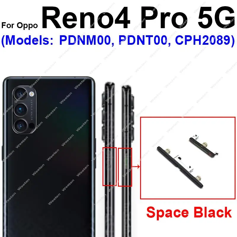 Power Volume Buttons For OPPO Reno 4 4 Pro 4 Lite 4SE 4F 5G On Off Power Volume Up Down Side Keypads Parts