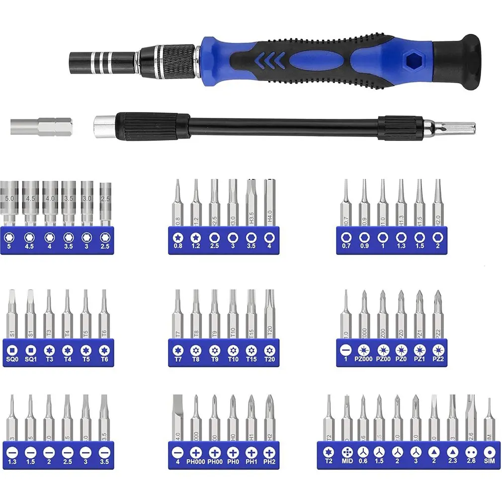 Newest 62 IN 1 Screws Laptop Clock Repair Dismantling Mobile Phone Repair Multifunctional Screwdriver Workpiece Set Of Tools