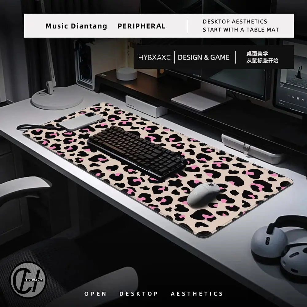 Souris de jeu en caoutchouc imprimé léopard, 1200x600mm