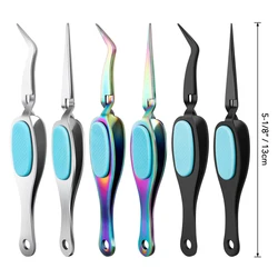 Reverse Grip Craft Tweezers Set Ergonomic Stainless Steel Curved and Straight Fine-Tip Tweezers Heat Embossing Craft Tools