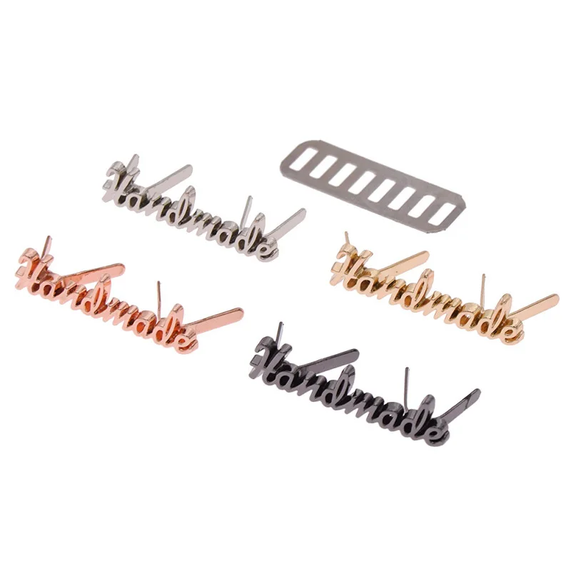 10Pcs Handmade Letter Metal Labels For Jeans Shoes Bags Hand Made Labels Tag Metal Buckle Tag Decor DIY Craft Sewing Accessories