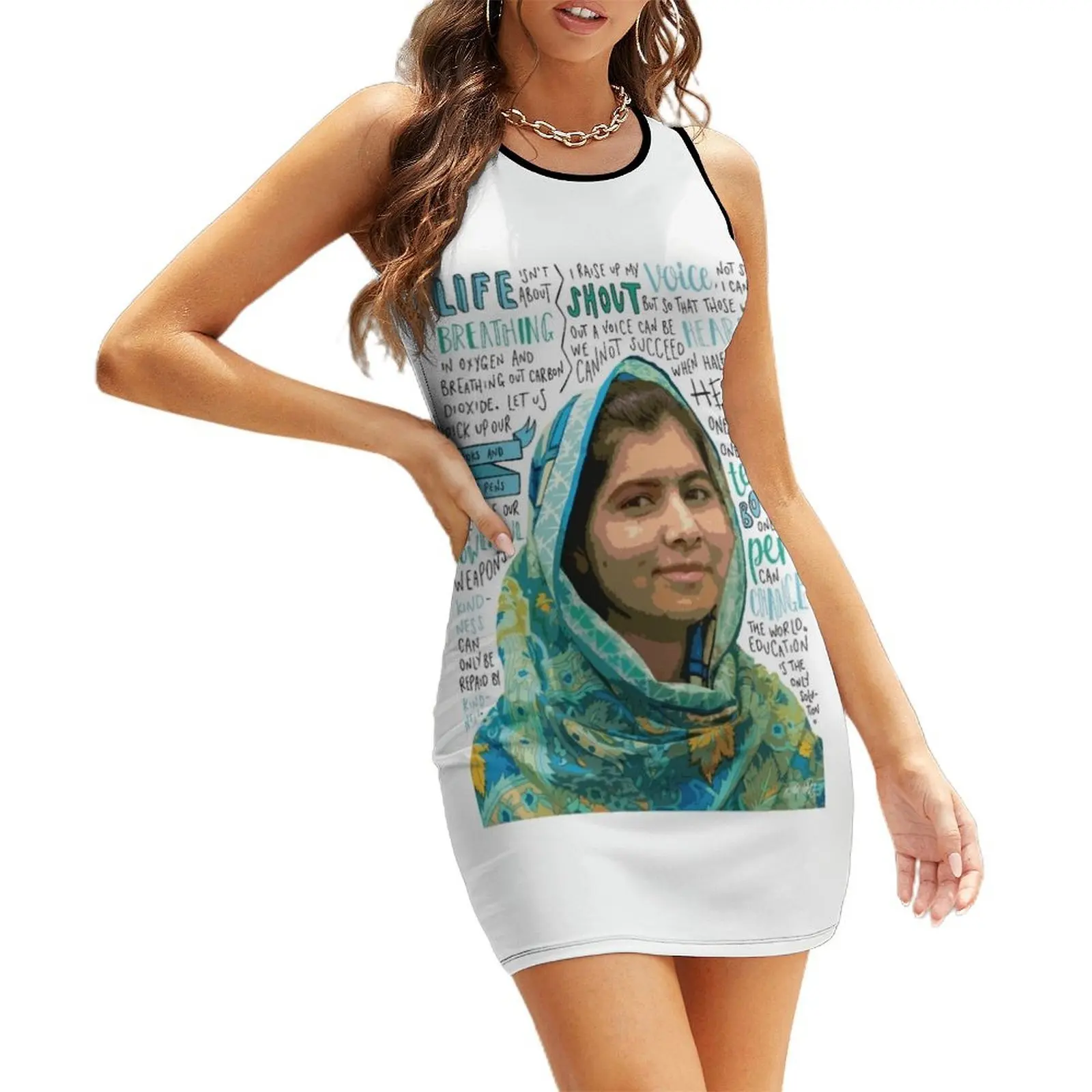 

Malala Yousafzai Sleeveless Sundress women's luxury party dress Woman clothes sexy short dresses daring birthday dress for women