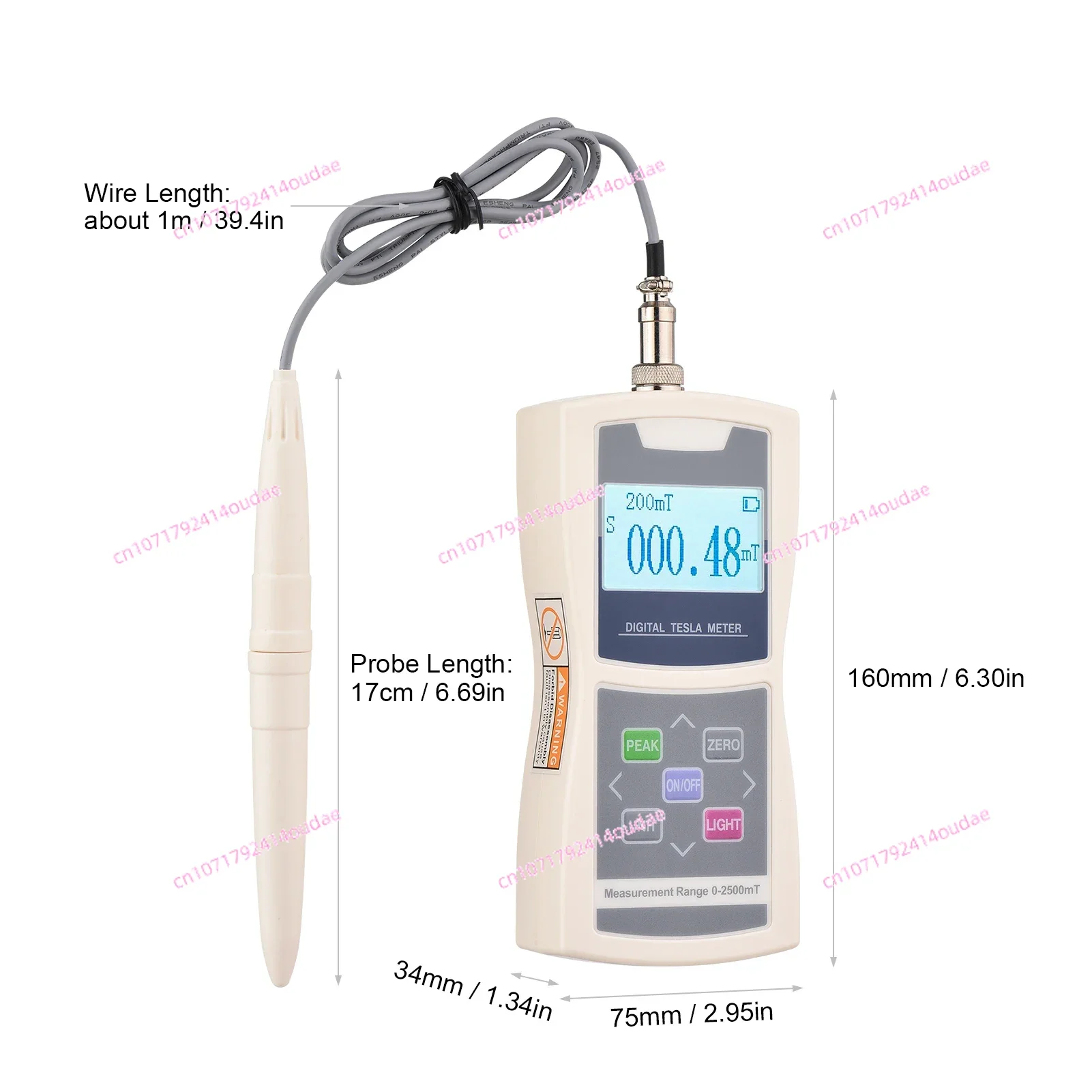 

Gaussmeter Digital Tesla Meter 200mT/2000mT Standard Radial Hall Probe High Accuracy Sensitive Surface Magnetic Field Tester