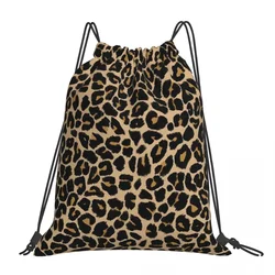 Zaino con stampa leopardata colori tradizionali borsa portatile con coulisse borsa sportiva con coulisse borsa da viaggio per la scuola di viaggio