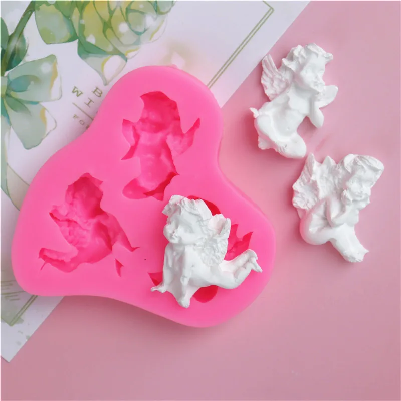 3D Three Mini Angel Baby Silicone Mold DIY Dessert Chocolate Pastry Cake Decoration Fondant Resin Mould Kitchen Baking Tools