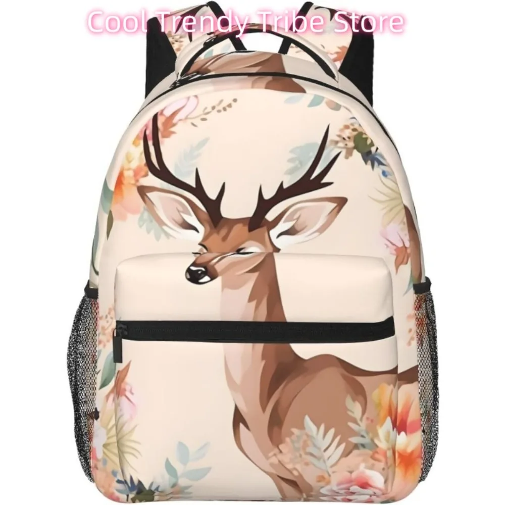 

Сумка для ноутбука «Снова в школу», забавный милый олень с цветком, легкий рюкзак для ноутбука, легкий многоцелевой дорожный повседневный рюкзак Unis