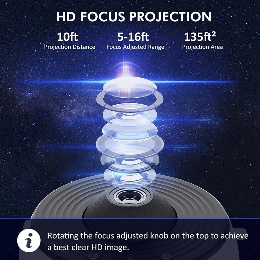 Proyector de galaxia 12 en 1 para planetario, luz nocturna de cielo estrellado realista con sistema Solar, luna de constelación F, 1 unidad