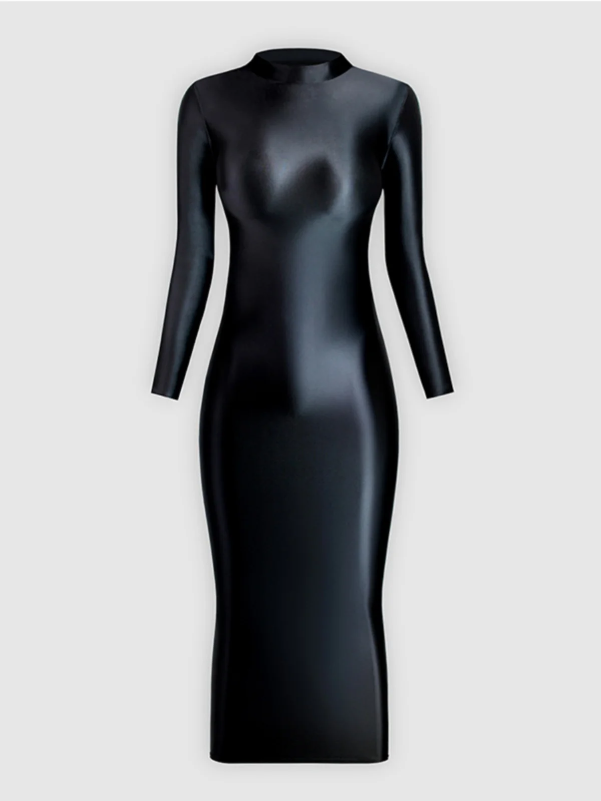 Bodycon-jurk met hoge taille, lange Sve-ritssluiting, gladde nylonmix, lentefee voor dames