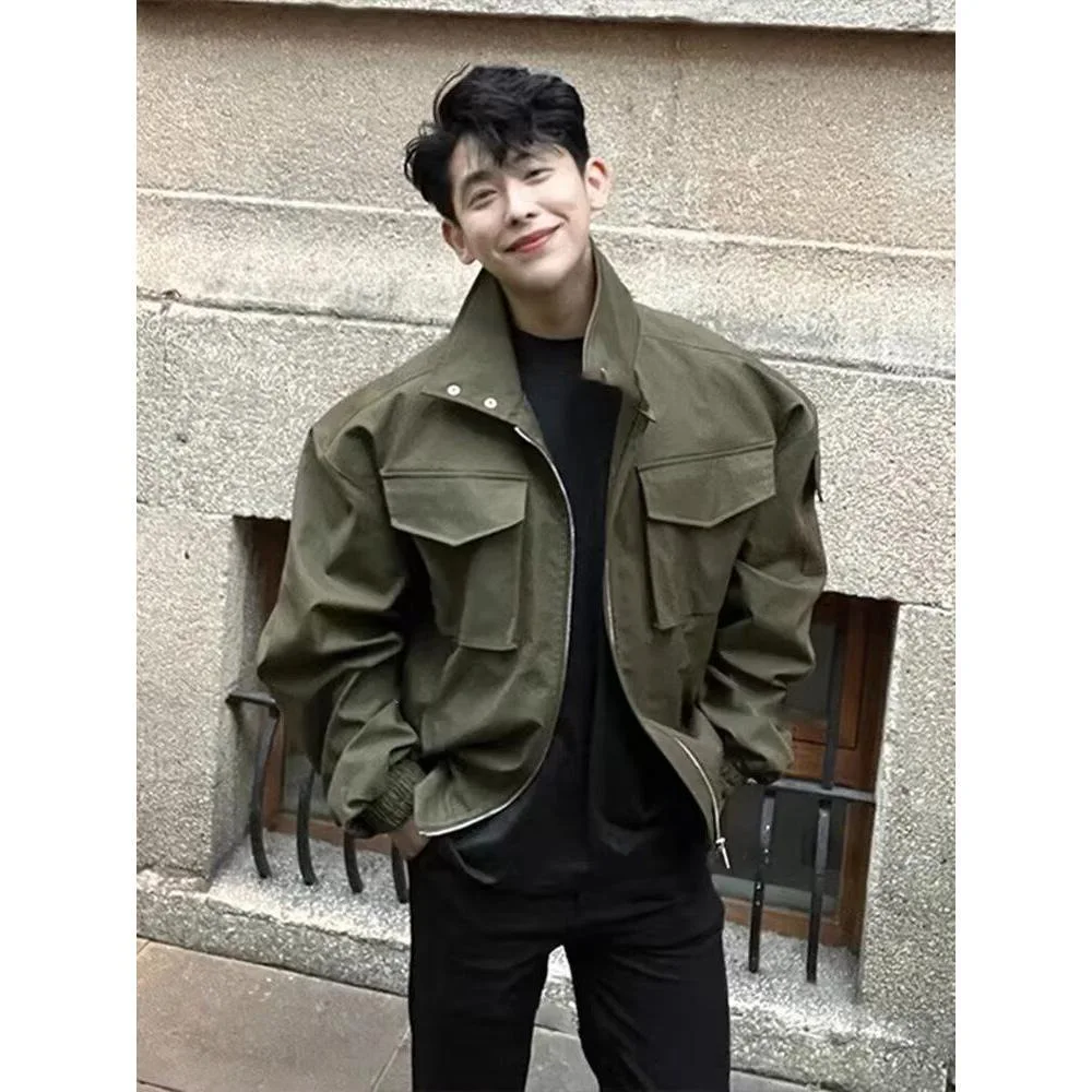

New autumn and winter style handsome men's high street trendy brand Hong Kong style Japanese Korean style trendy loose jacket