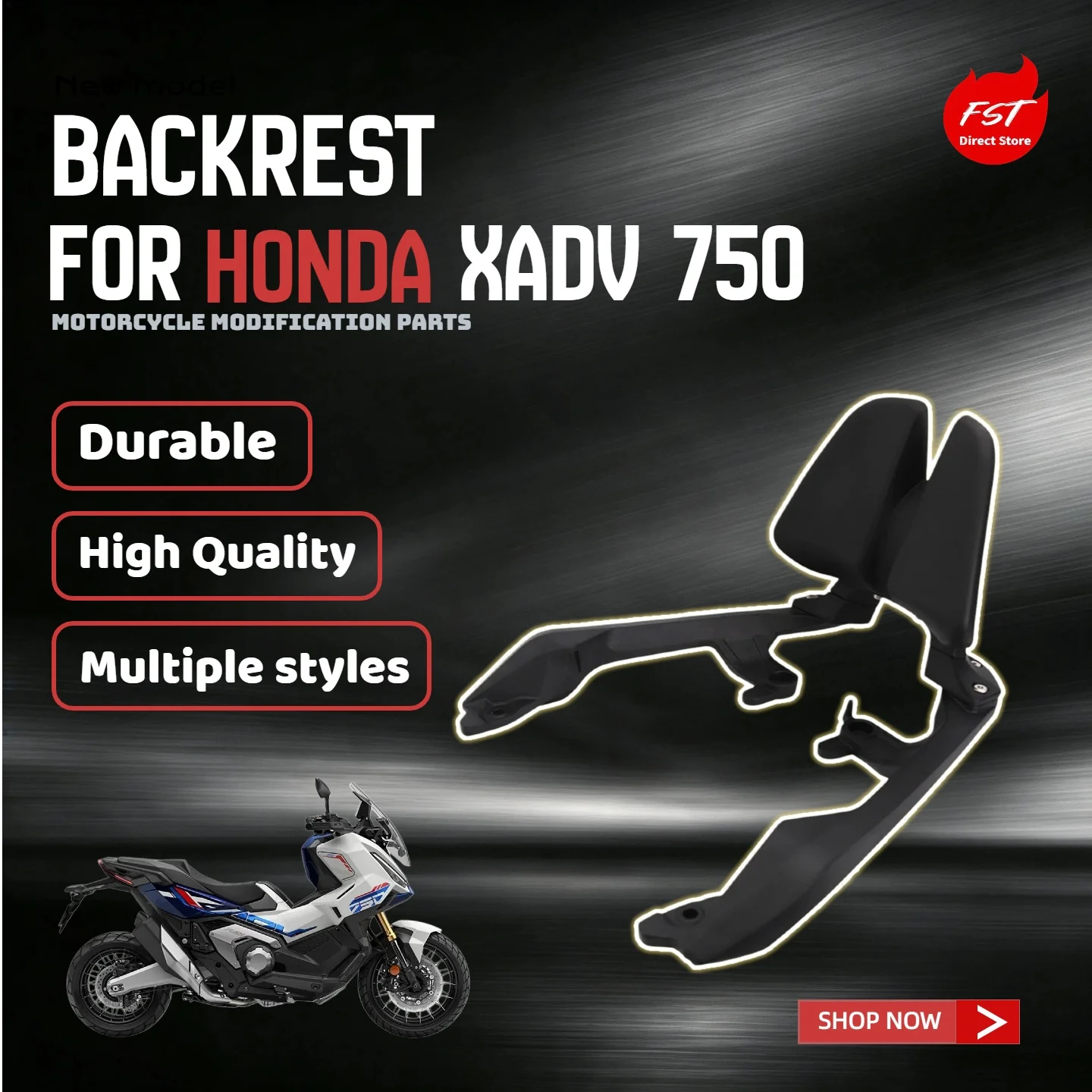 For Honda XADV750  Motorcycle Rear Backrest Passenger Back Support Grab Handle, Direct Fit Modified Accessories