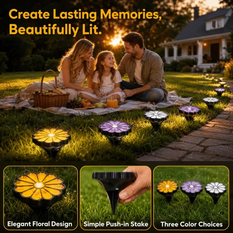 Solar Powered Chrysanthemum Lawn Lamp Waterproof Petal Decoration for Courtyard Ground Mounted Lamp Garden Atmosphere Daisy