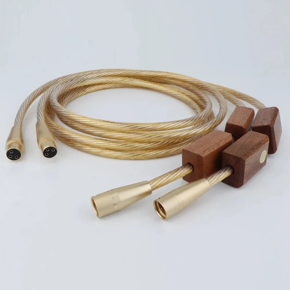 زوج كابل XLR ذهبي كابل صوت RCA 8N OCC مطلي بالفضة لمضخم مشغل DVD CD سلك متوازن لعشاق الصوت