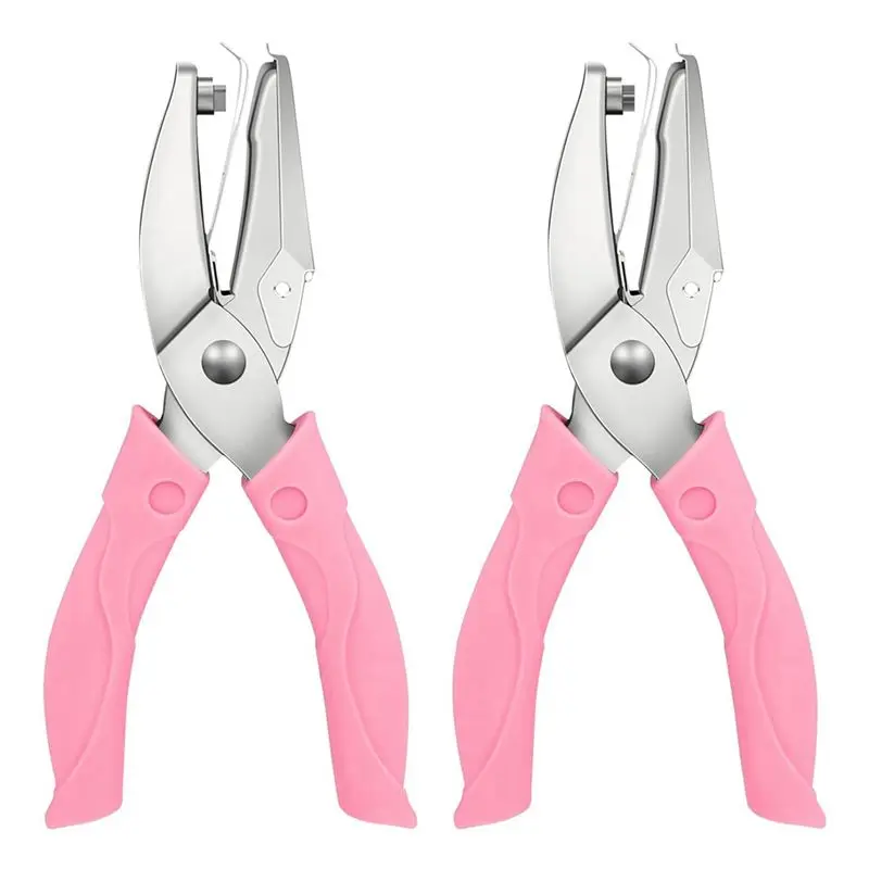 Multifunction 2-Pack Handheld Hole Punch Set, Single Hole Punch, Heart And Star Hole Punch, Rubber Handle, 1/4 Inch Metal Hole P