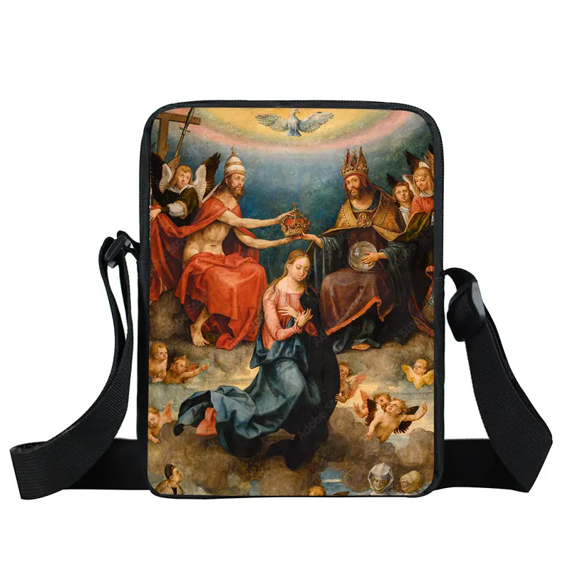 Our Lady Of Fatima Virgin Mary Print Messenger Bag Portugal Rosary Catholic Casual Shoulder Bags Christian Crossbody Bag Gifts