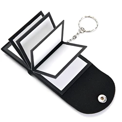 Blank Photo Album Book Leather Keychain Lovers Gift Button Keyrings Diy Jewelry Wallet Pendant Can Put 10pcs Mini Pictures