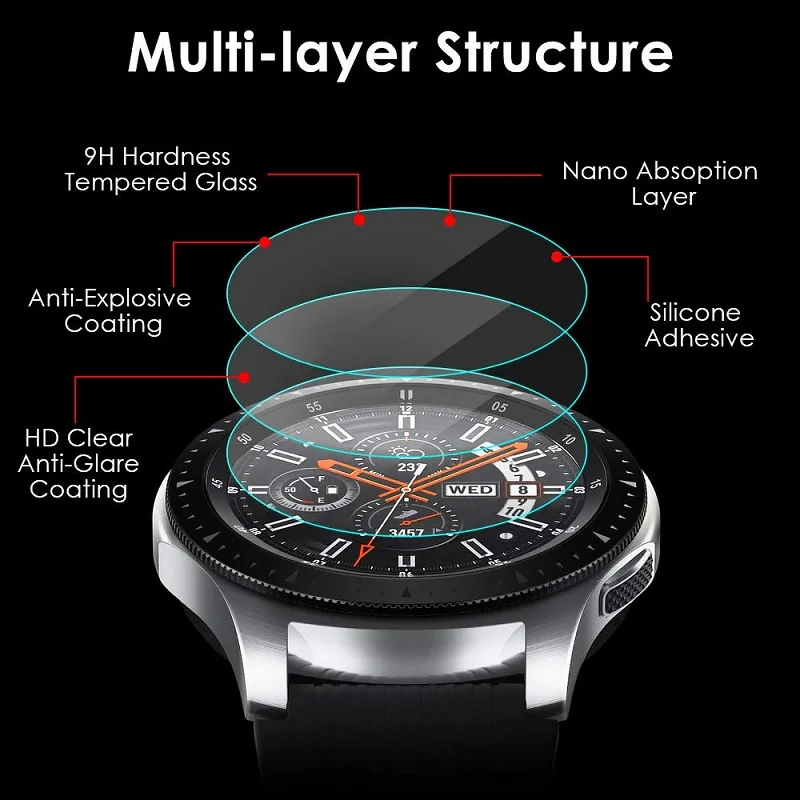 Vidrio templado para Samsung Galaxy Watch3 41mm/45mm reloj 42mm/46mm película HD antiarañazos para Gear S3 funda protectora de pantalla deportiva