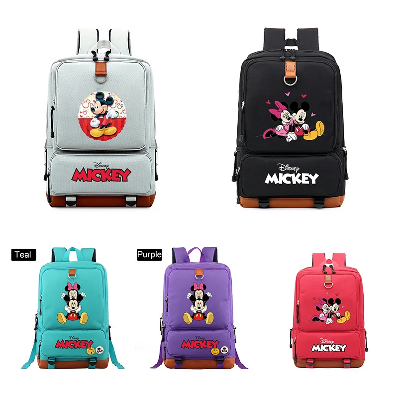 

Mickey Minnie Mouse Teenagers School Book Bag Shoulder Portable Backpack Men Women Travel Daily Rucksack Mochila