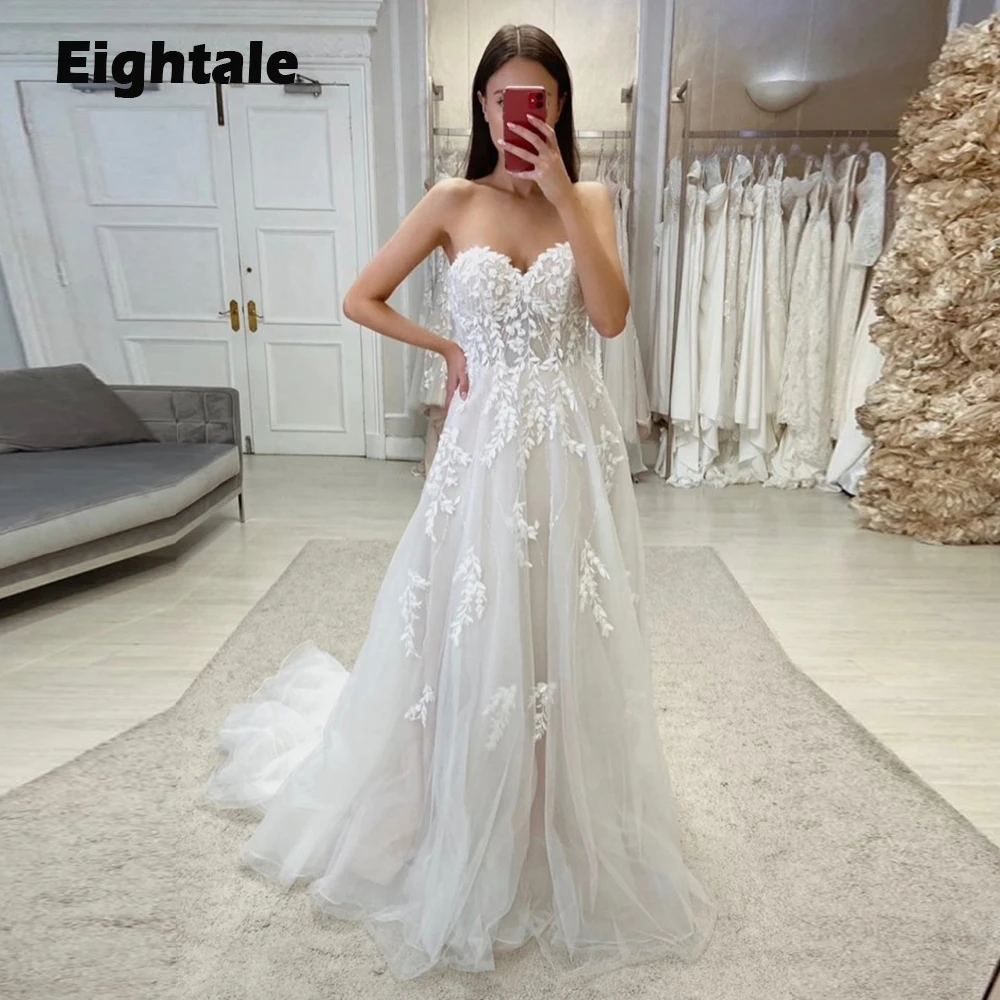 

Eightale Princess Wedding Dresses 2023 Sweetheart Lace A-Line Simple Bridal Gown White Ivory vestido novia romantico