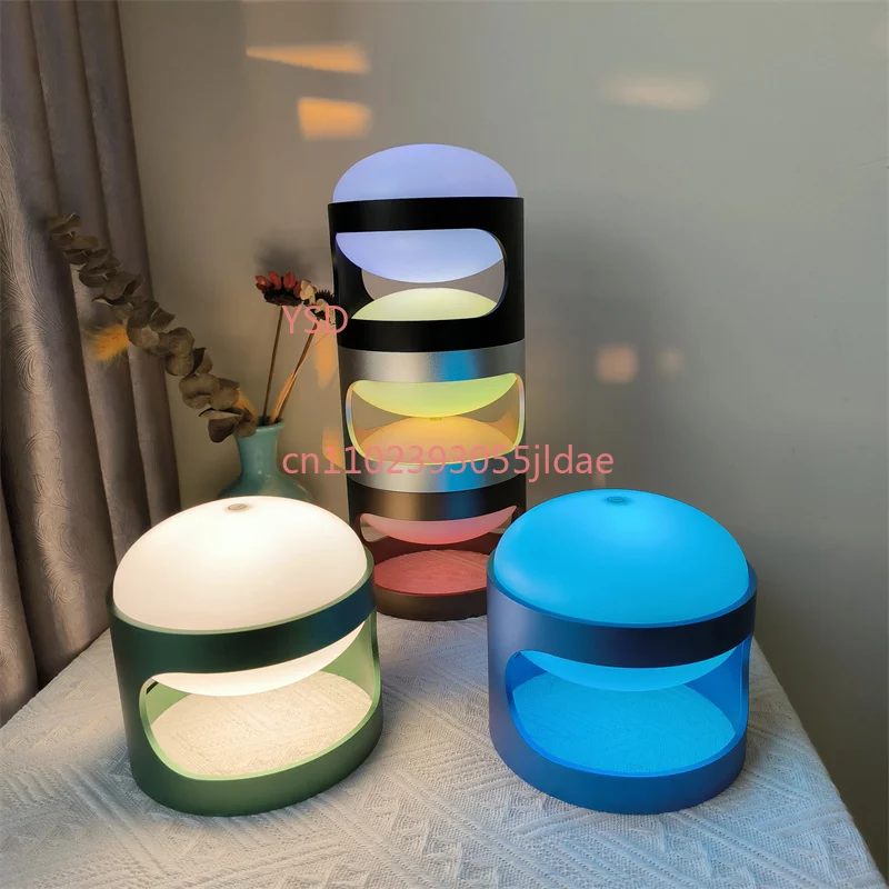 Aluminum KD27 KD28 Rechargeable Night Light, Touch Control Dimmable, 6 RGB Atmosphere, Battery Powered Table Lamp