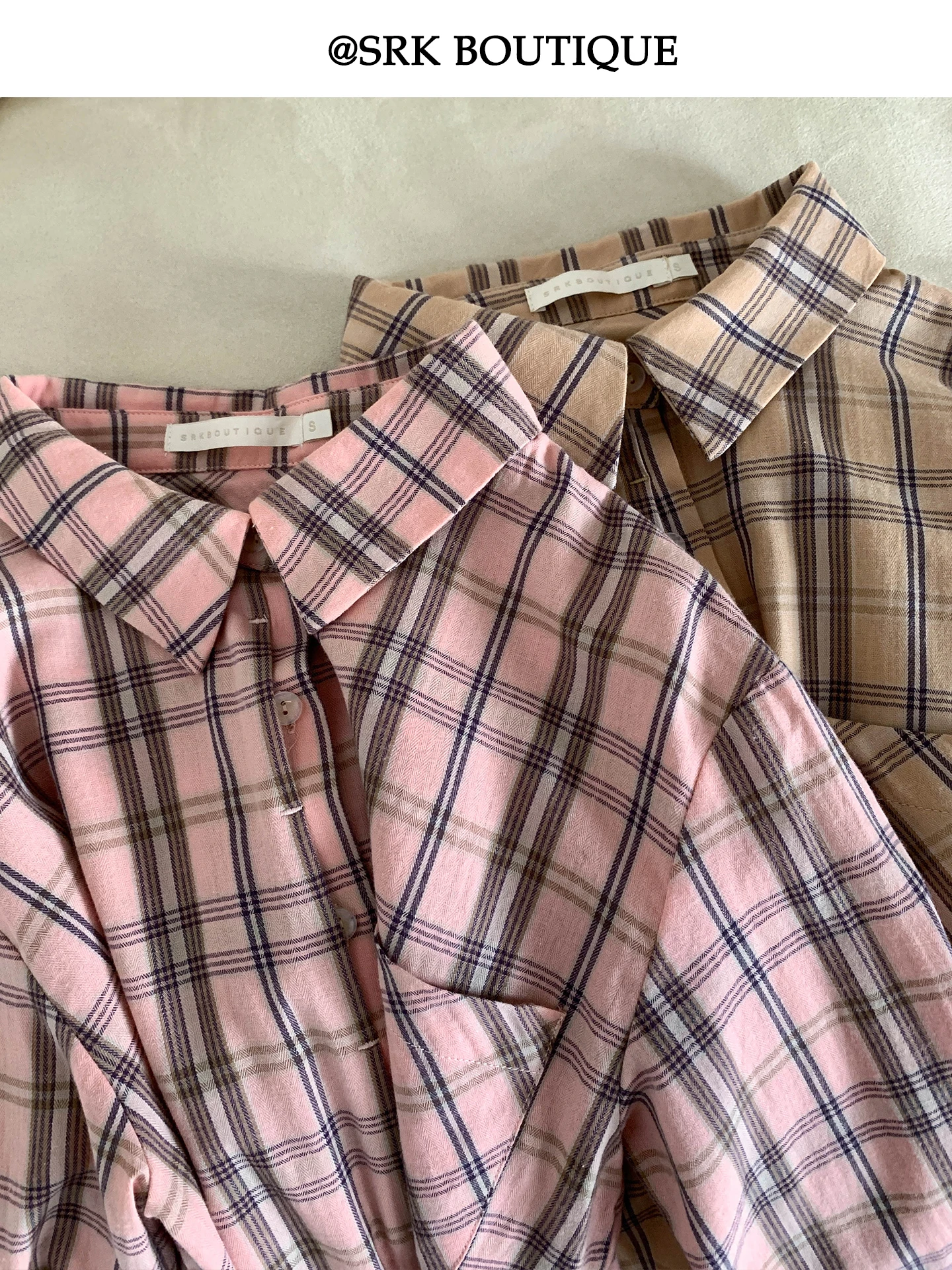 

Женская повседневная рубашка SRK в клетку, свободного кроя, модная, стройнящая, с длинным рукавом, новая весенняя модель, дышащая, удобная, из чистого хлопка, прямого кроя.