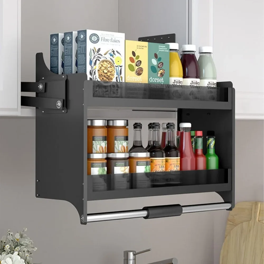

For Wall Kitchen Cabinet Pull Down Shelf Organizer Pull Down Cabinet Organizer Storage Shelf Heavy-Duty Pull Out Shelf Organizer