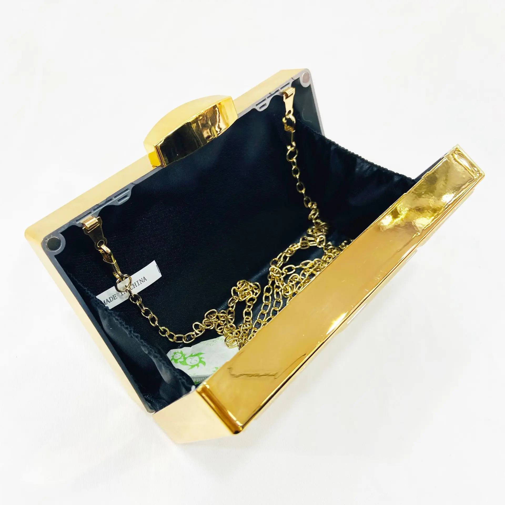 Marble Pattern Acrylic Bag New Luxury Diamond Evening Bag For Woman Party Wedding Clutch Bag Metal Chain Crossbody Bag